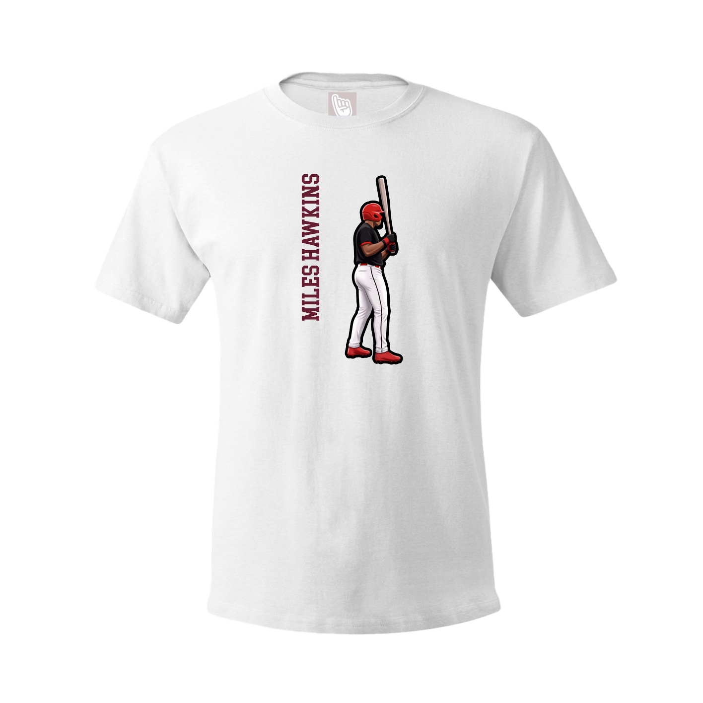 Youth Tee — Name Vertical in White