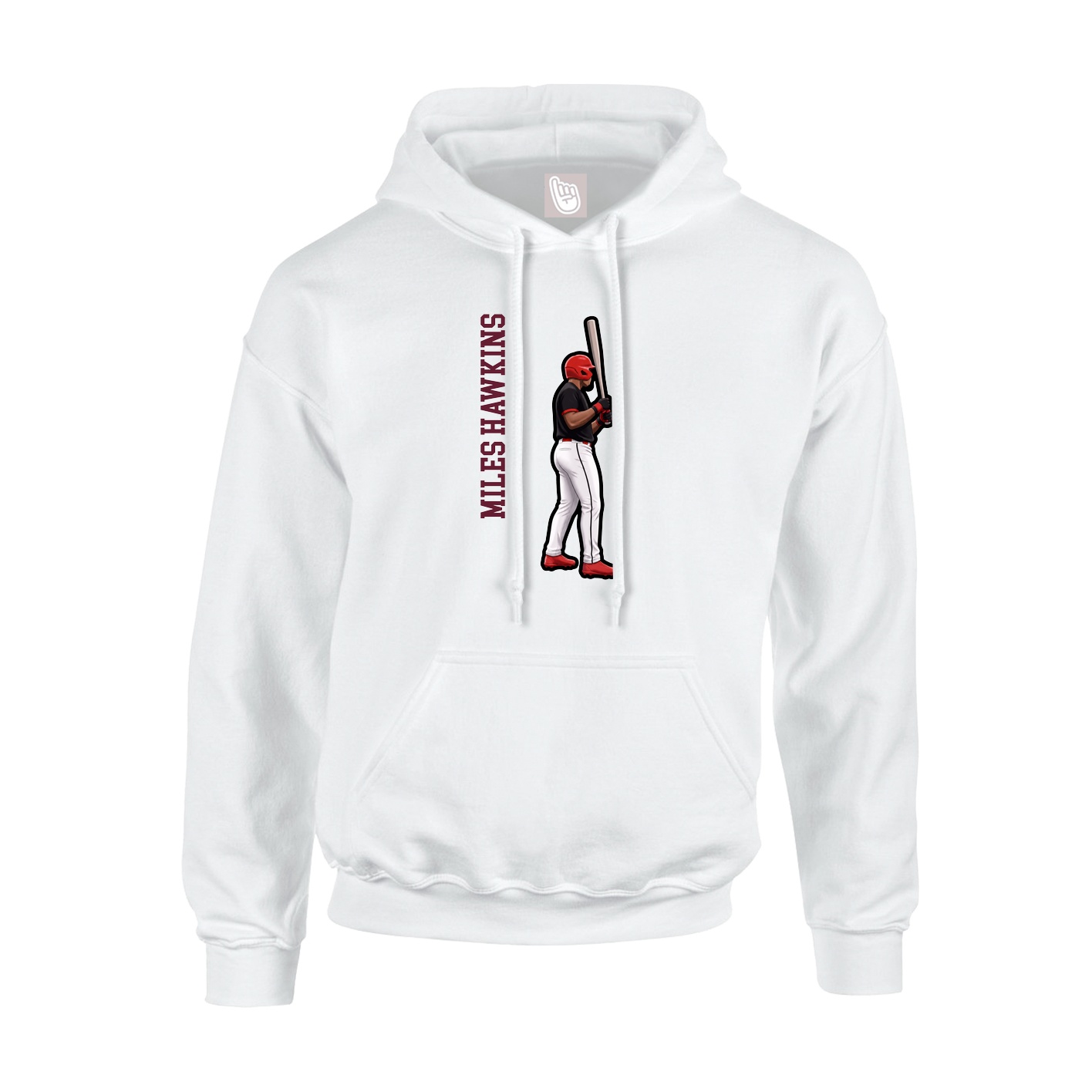 Youth Hoodie — Name Vertical in White