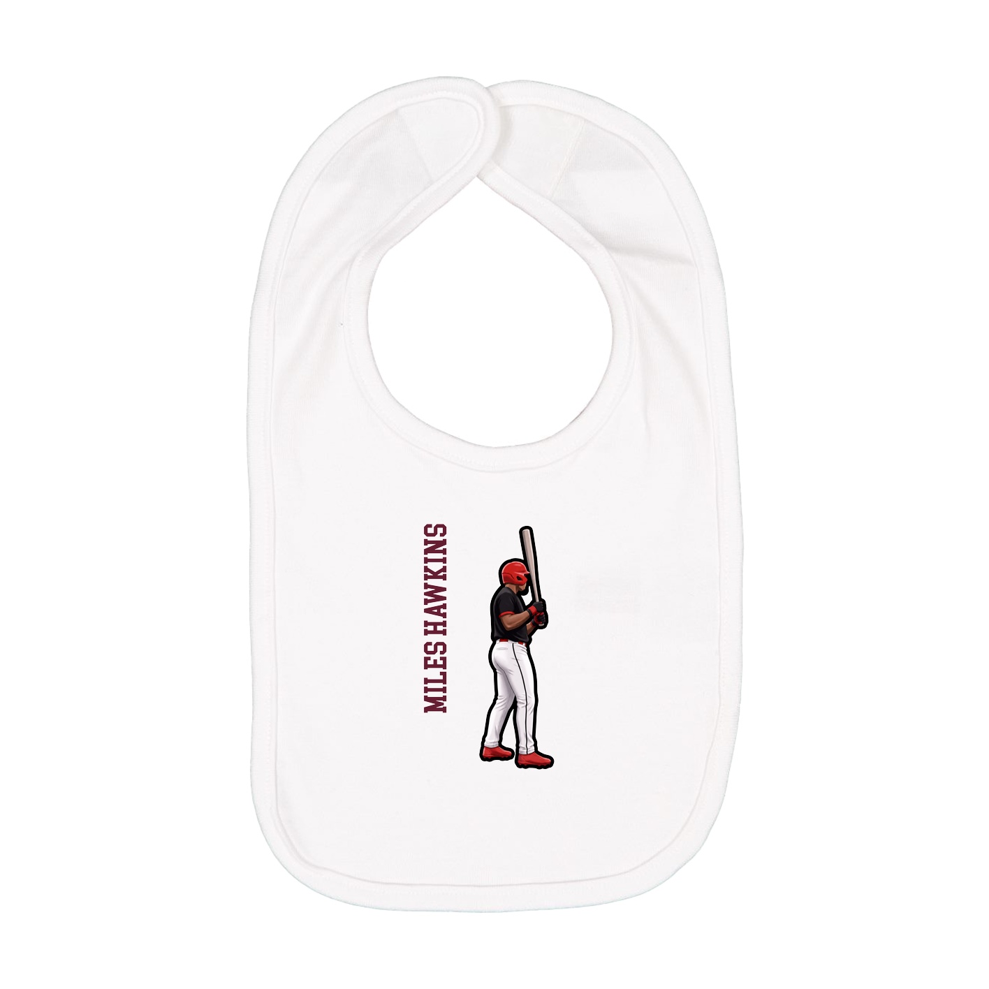 Infant Bib — Name Vertical in White