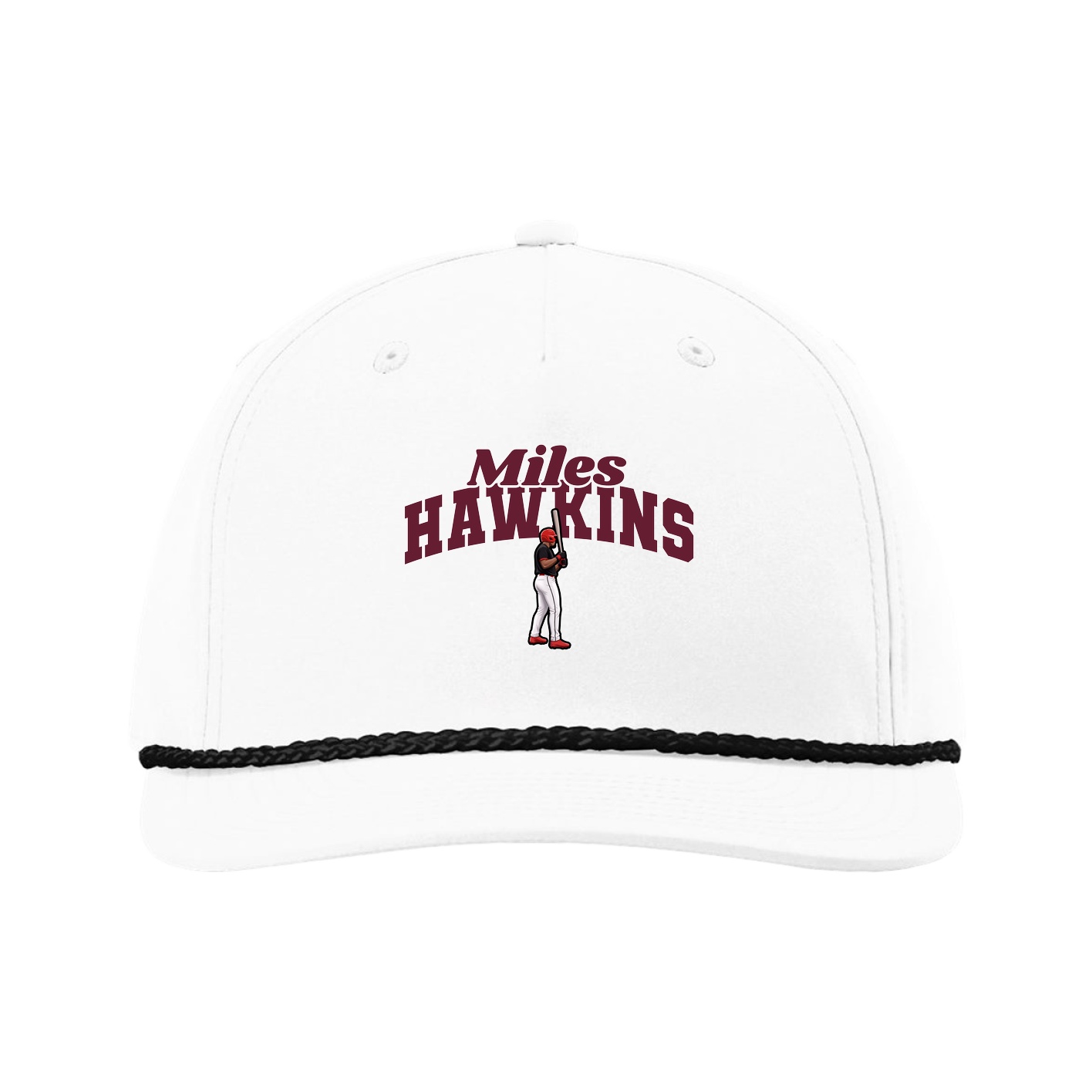 Five-Panel Classic Rope Cap — Signature Arch in White