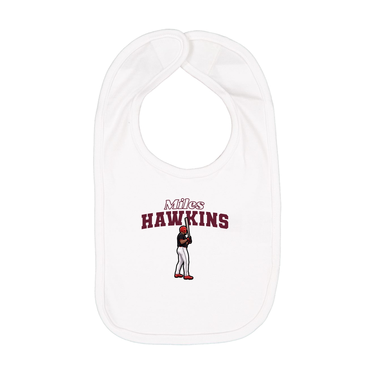 Infant Bib — Name Arch in White