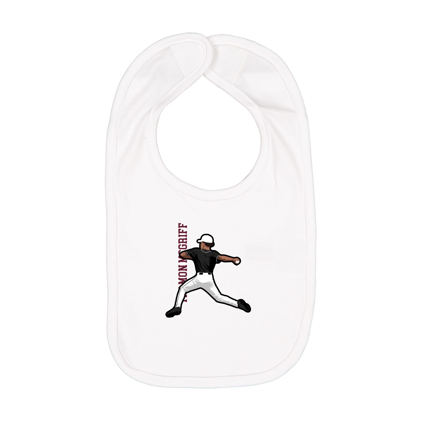 Infant Bib — Name Vertical in White