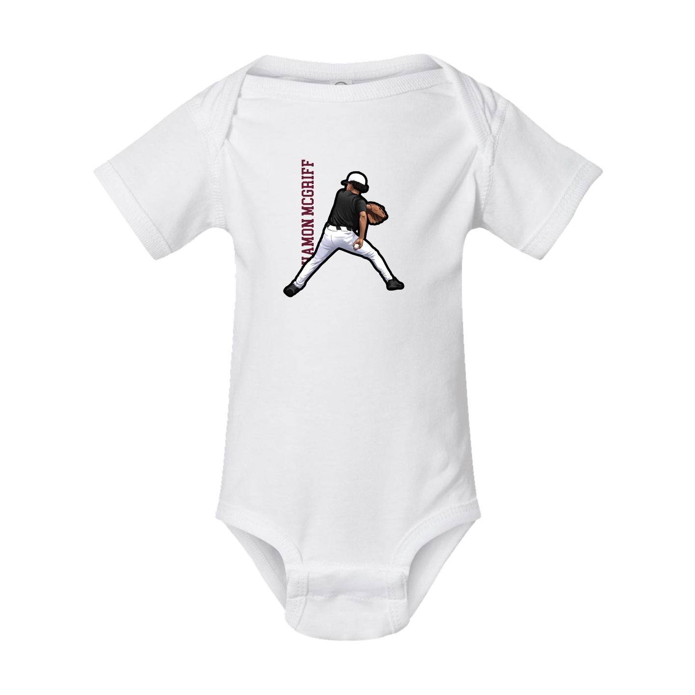 Baby Onesie — Name Vertical in White