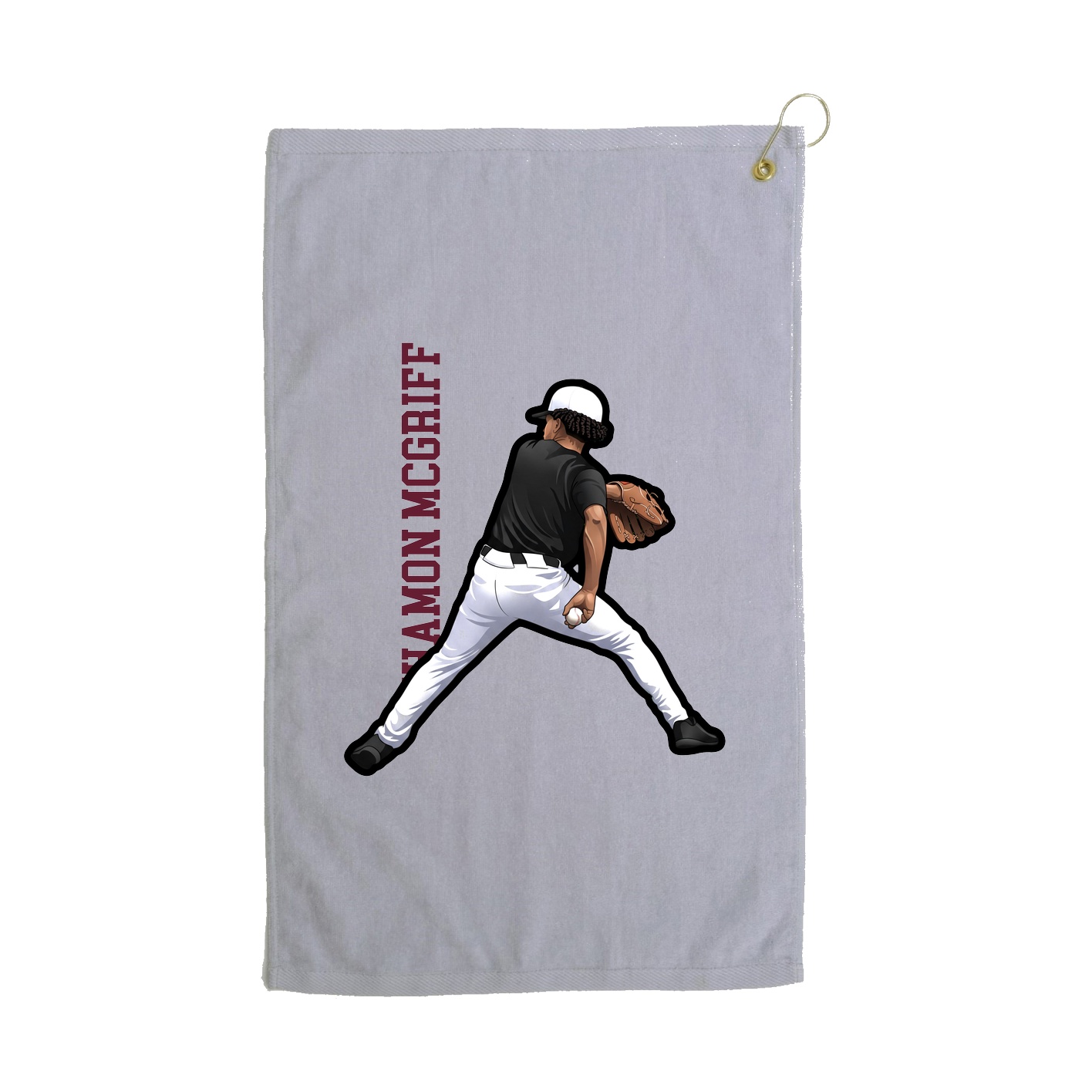 Golf Towel — Name Vertical in Grey