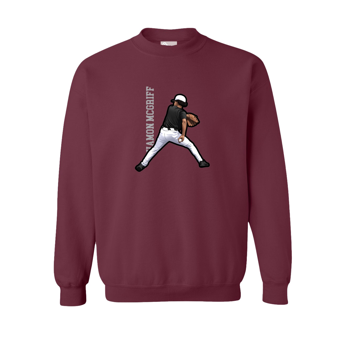 Fleece Crew — Name Vertical in Maroon