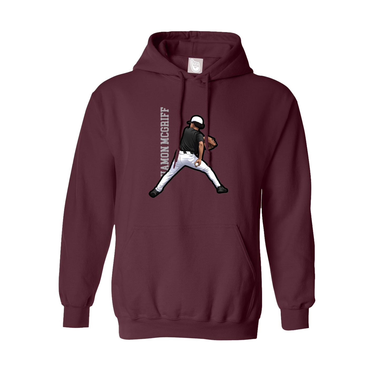 Youth Hoodie — Name Vertical in Maroon
