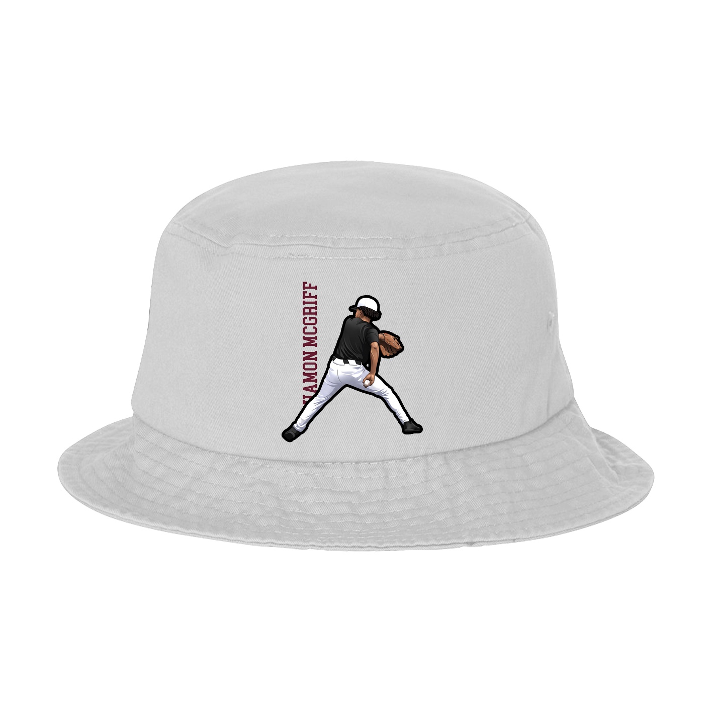 Bucket Cap — Name Vertical in White