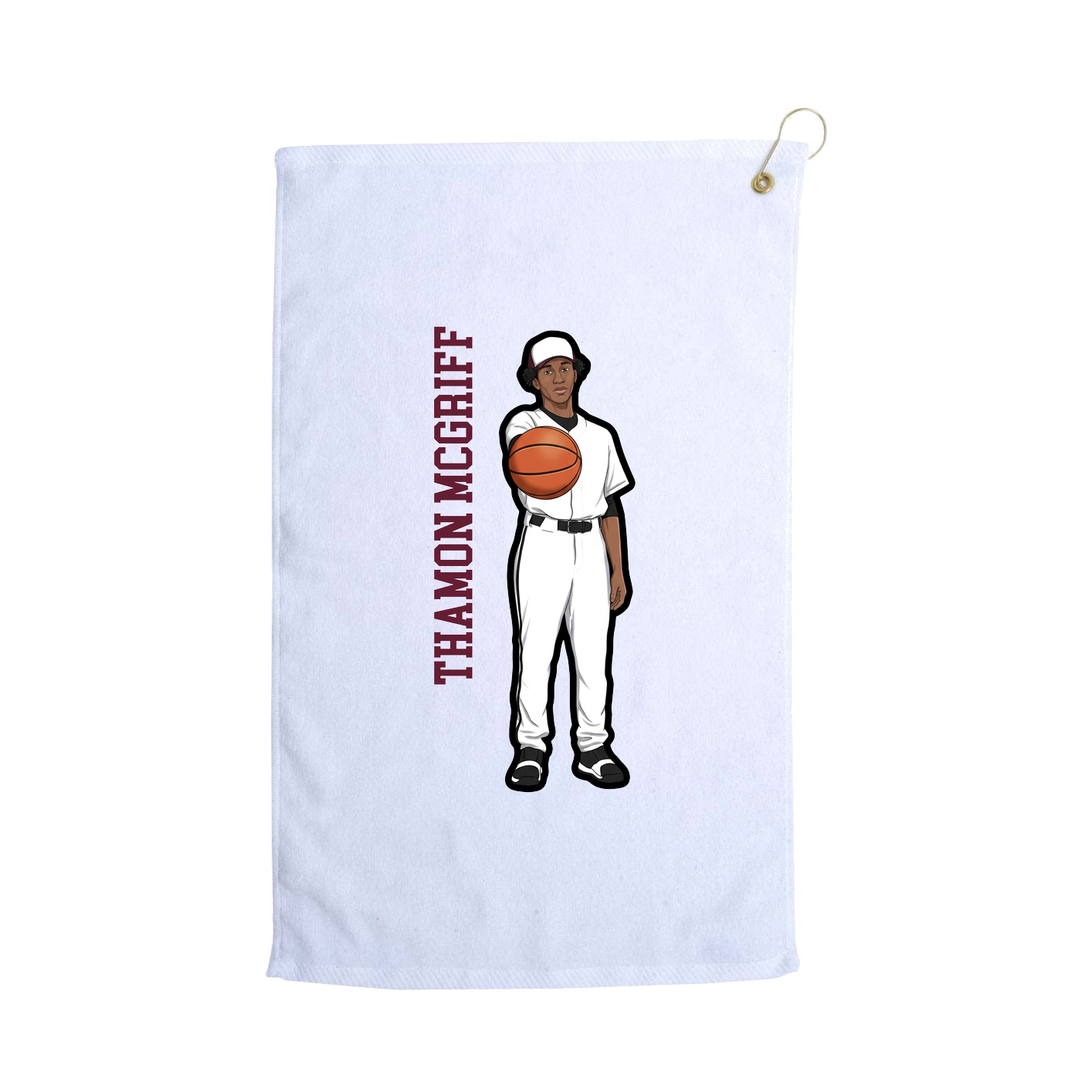 Golf Towel — Name Vertical in White