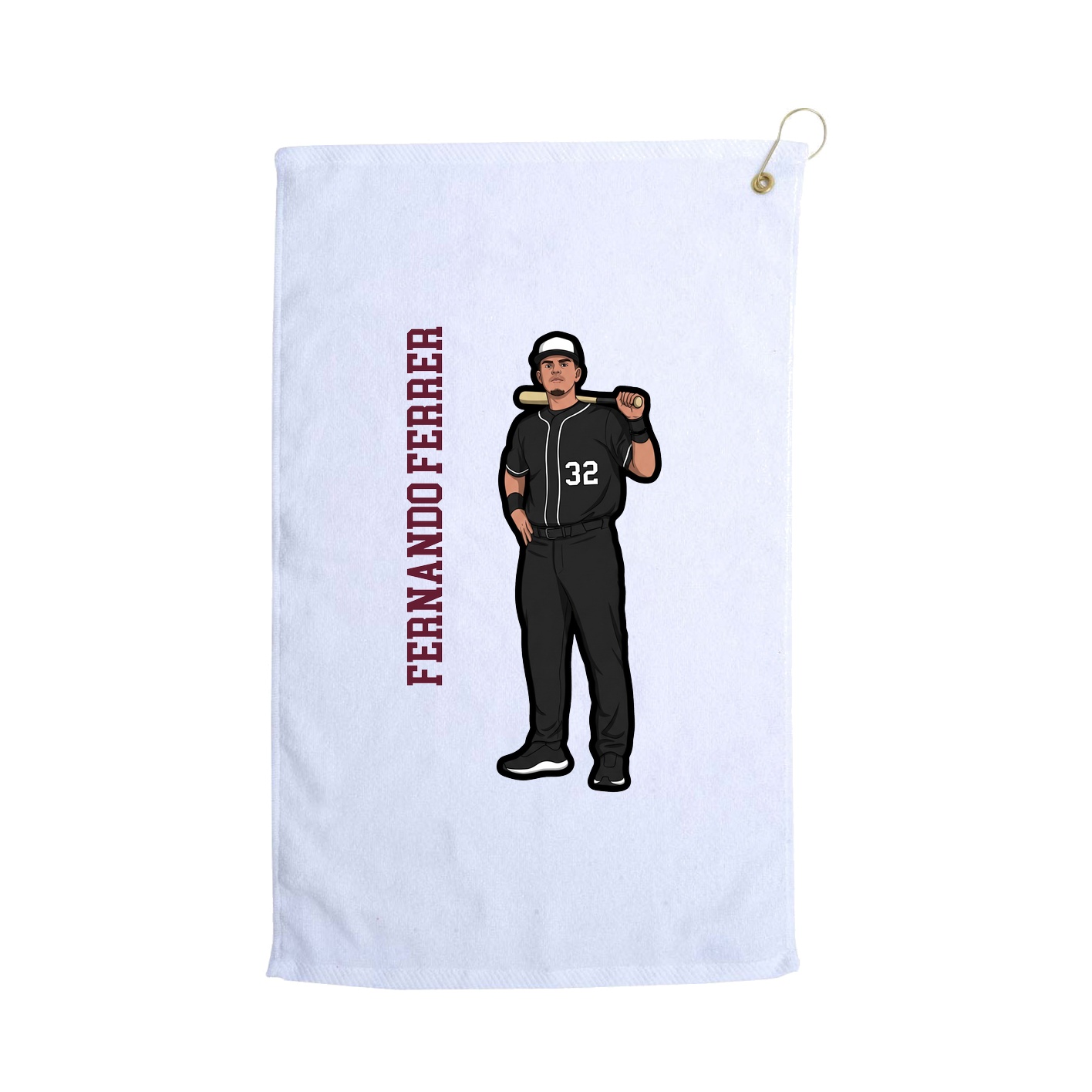 Golf Towel — Name Vertical in White
