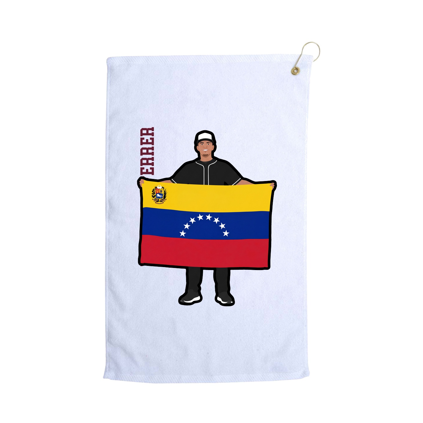 Golf Towel — Name Vertical in White