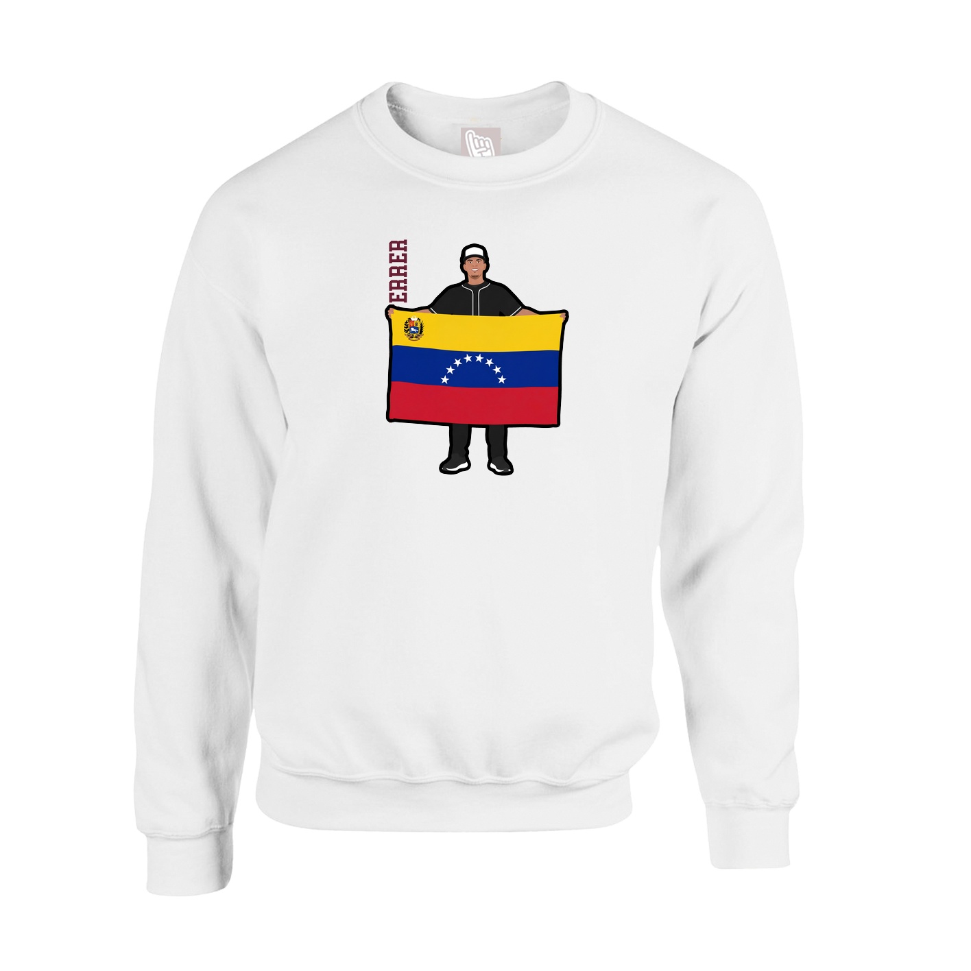 Fleece Crew — Name Vertical in White