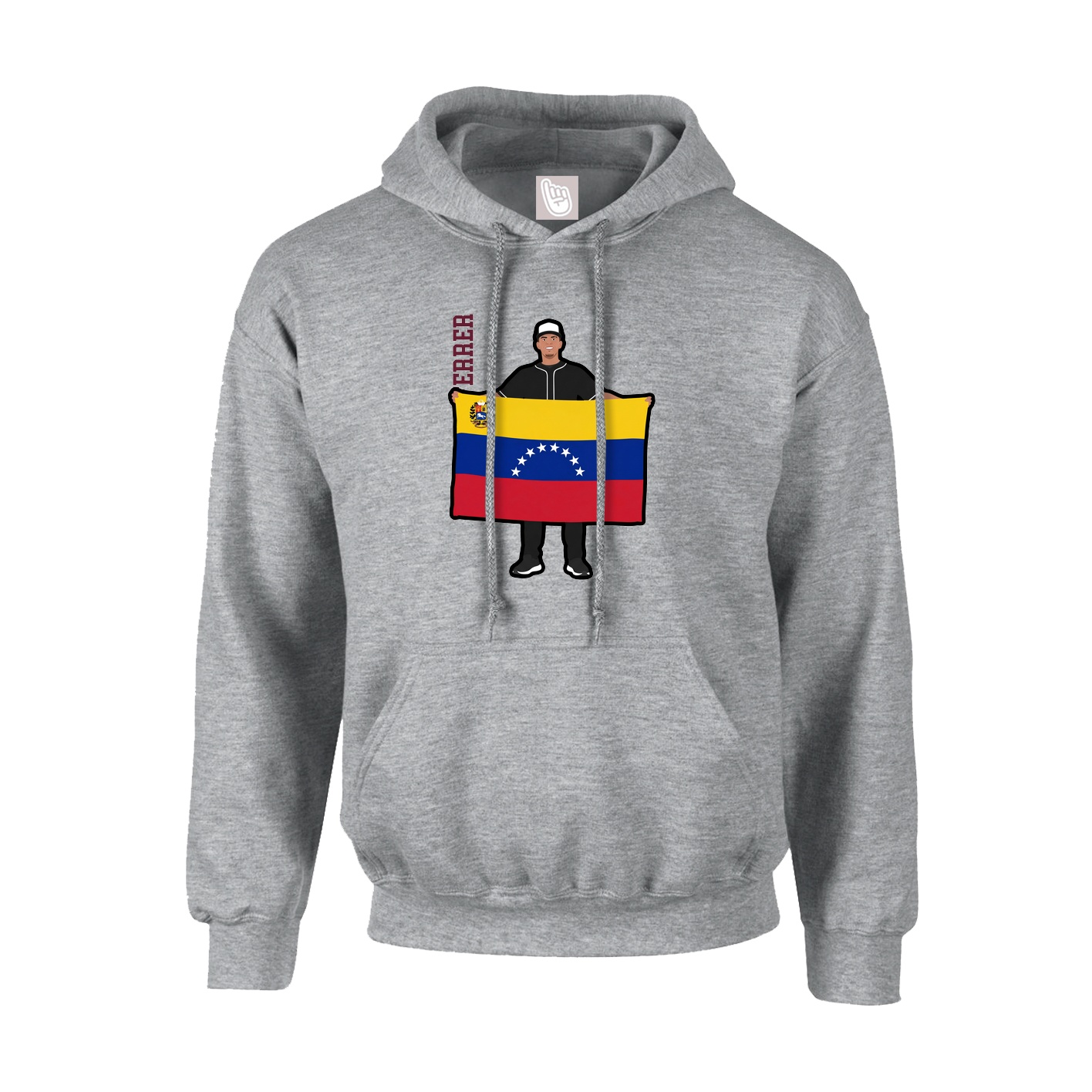 Youth Hoodie — Name Vertical in Grey