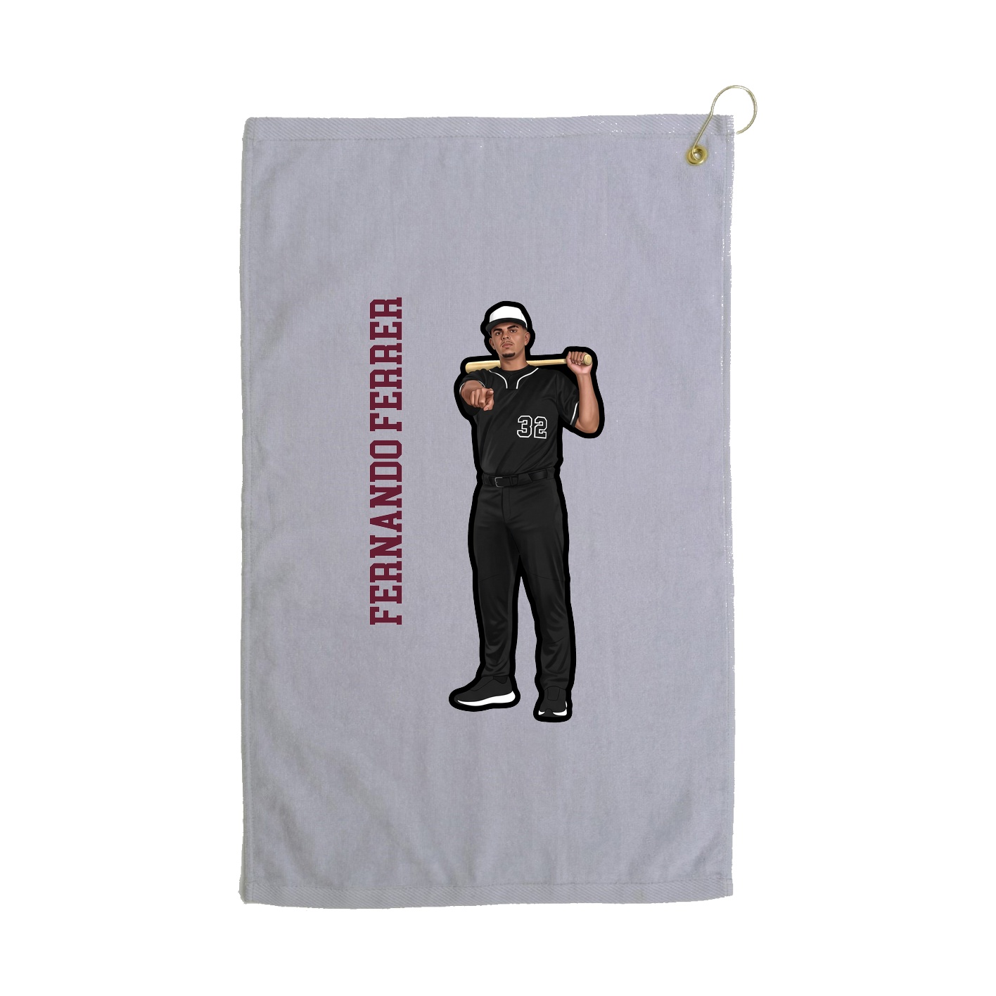Golf Towel — Name Vertical in Grey