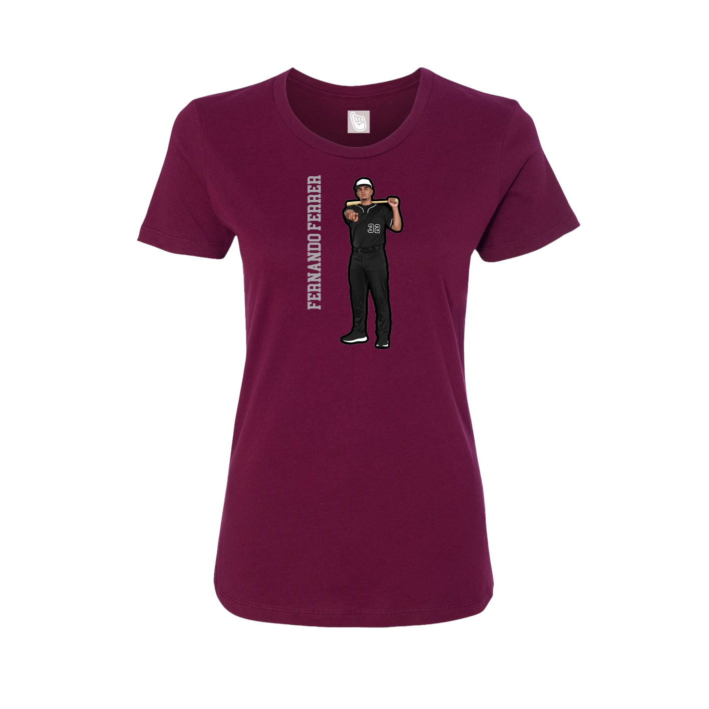 Fitted Women's Tee — Name Vertical in Maroon