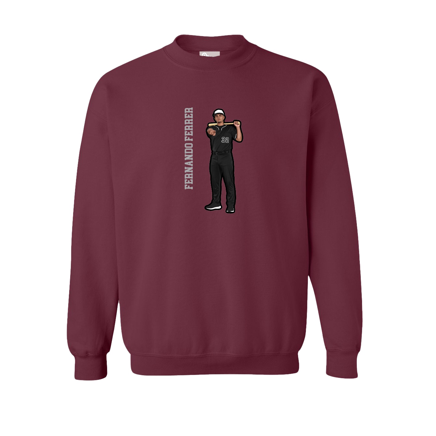 Fleece Crew — Name Vertical in Maroon