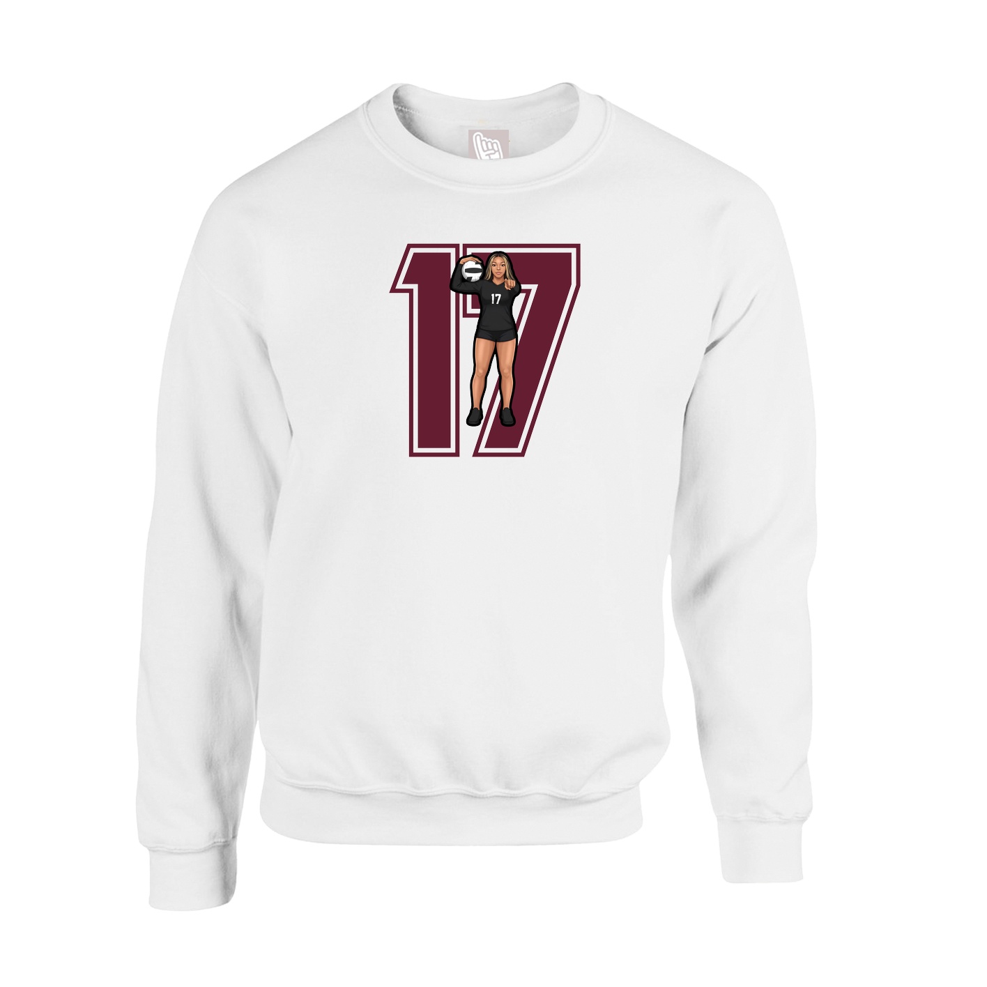 Fleece Crew — Number in White