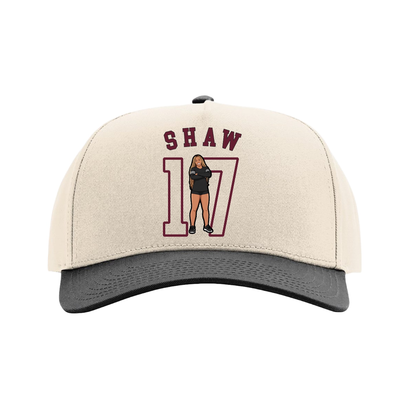 Full Fabric Five-Panel Champ Cap — Shirsey Arch in Cream/Black