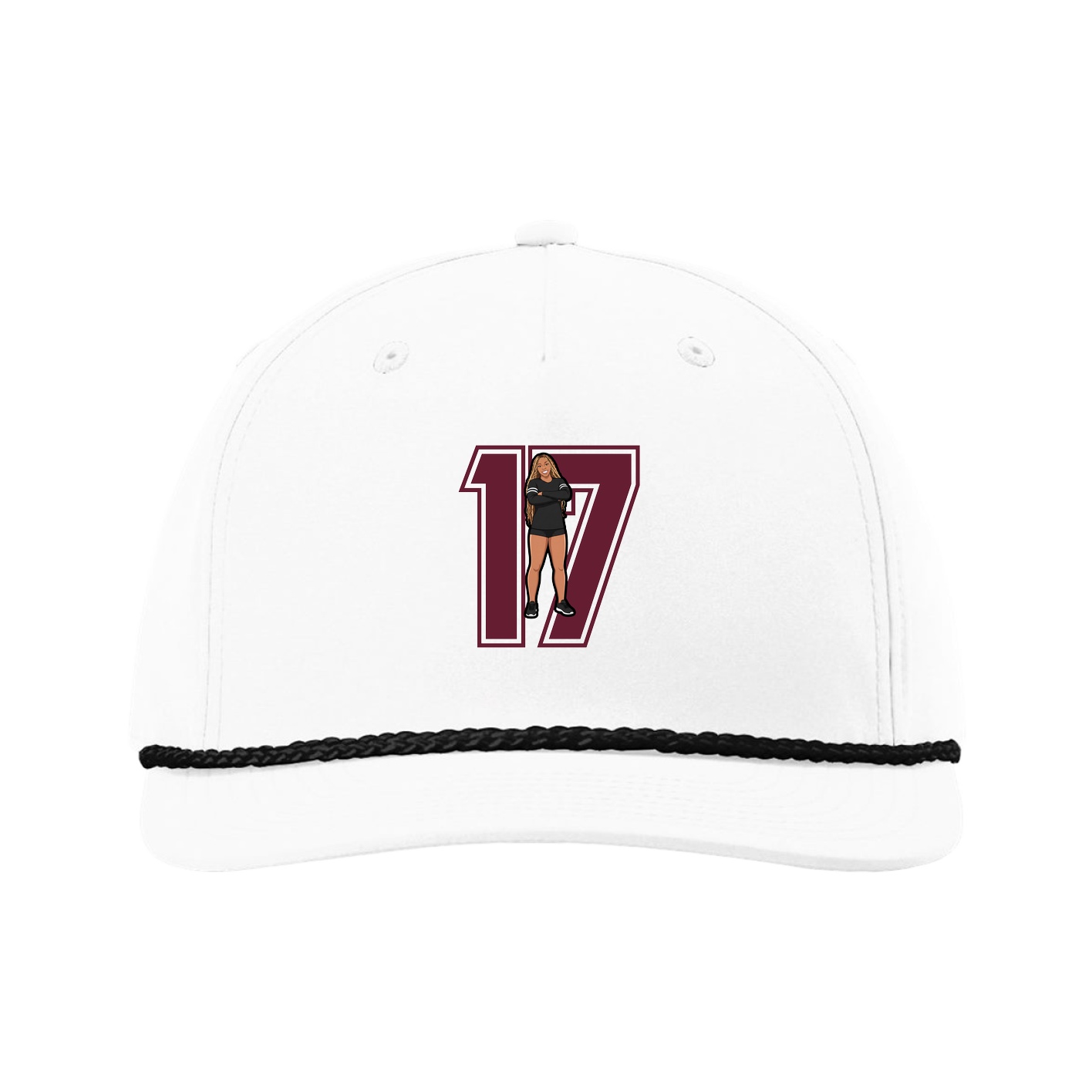 Five-Panel Classic Rope Cap — Number in White