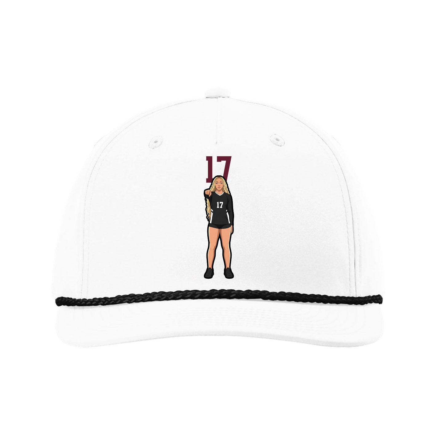 Five-Panel Classic Rope Cap — Number Top in White