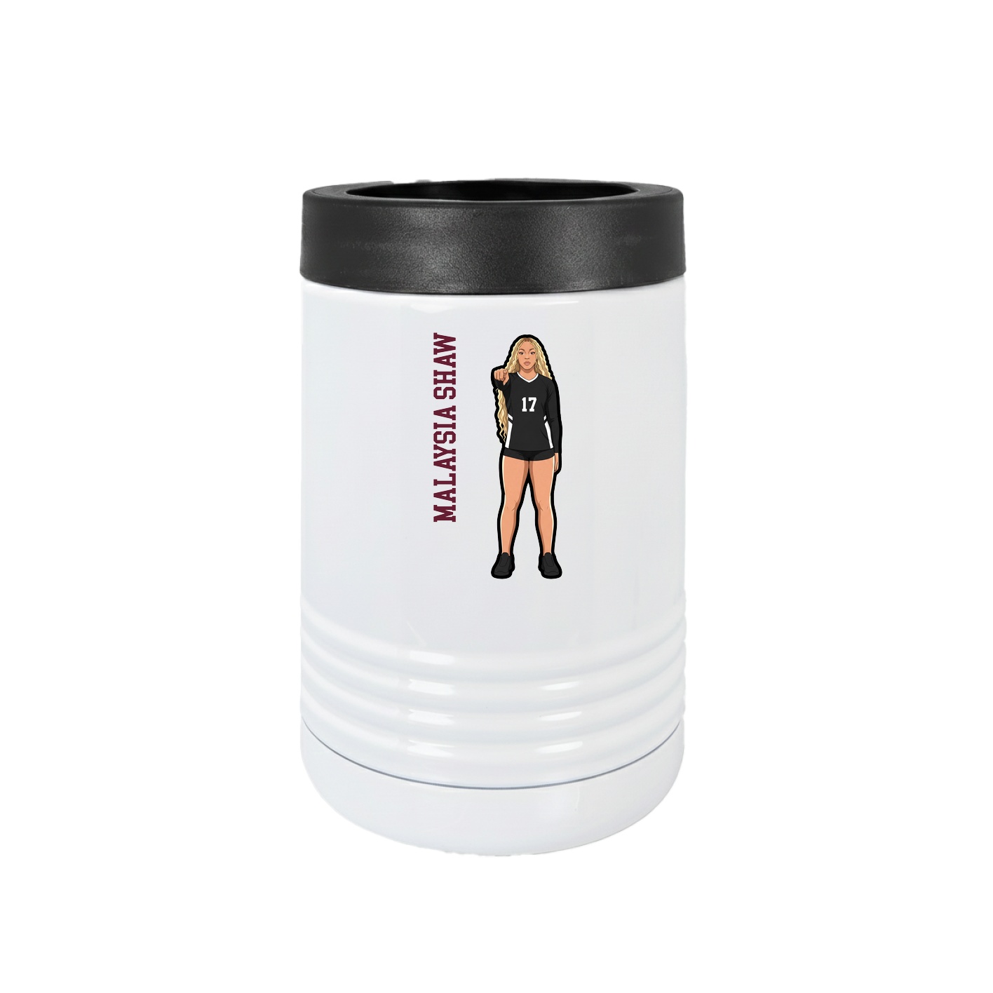 Beverage Holder — Name Vertical in White