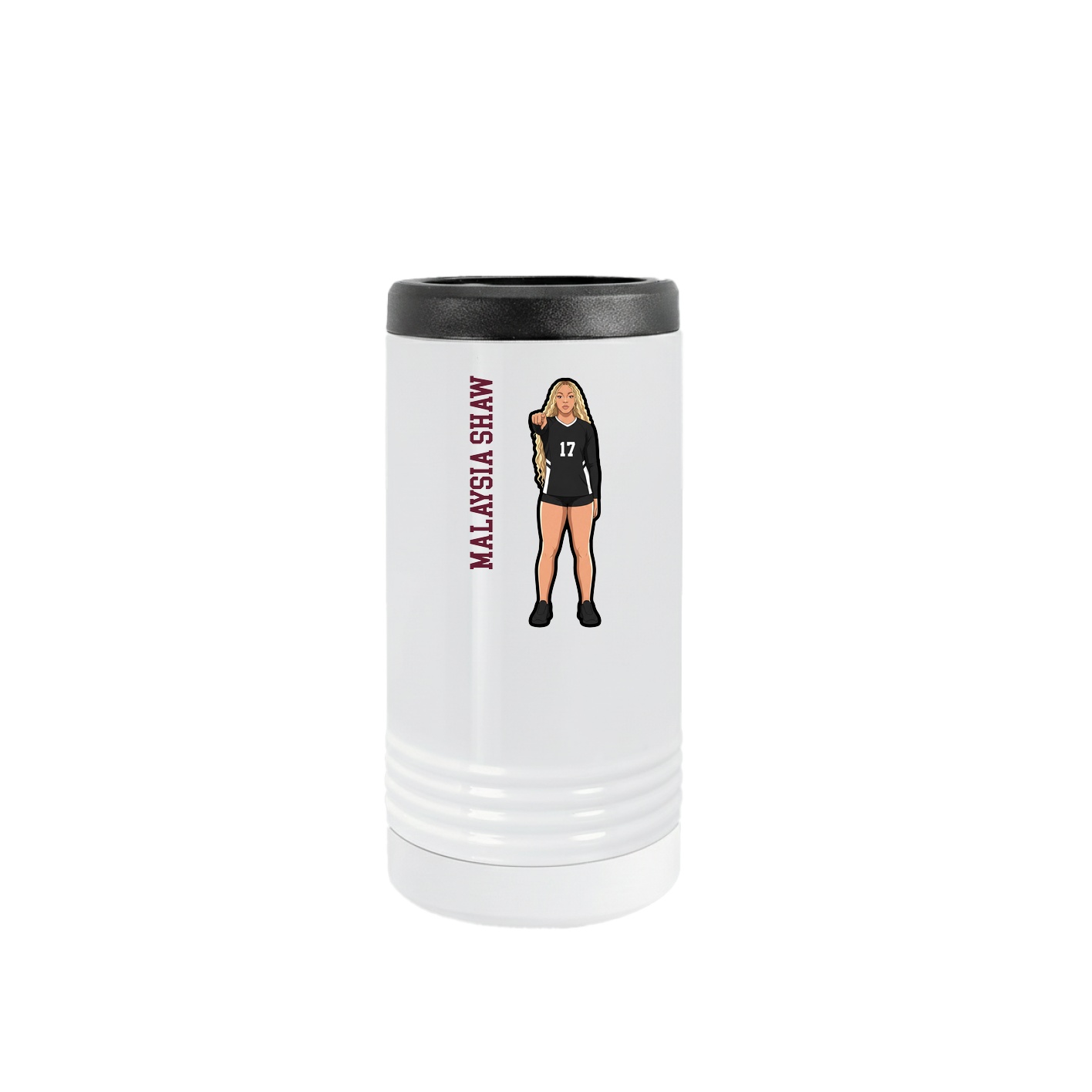 Slim Beverage Holder — Name Vertical in White