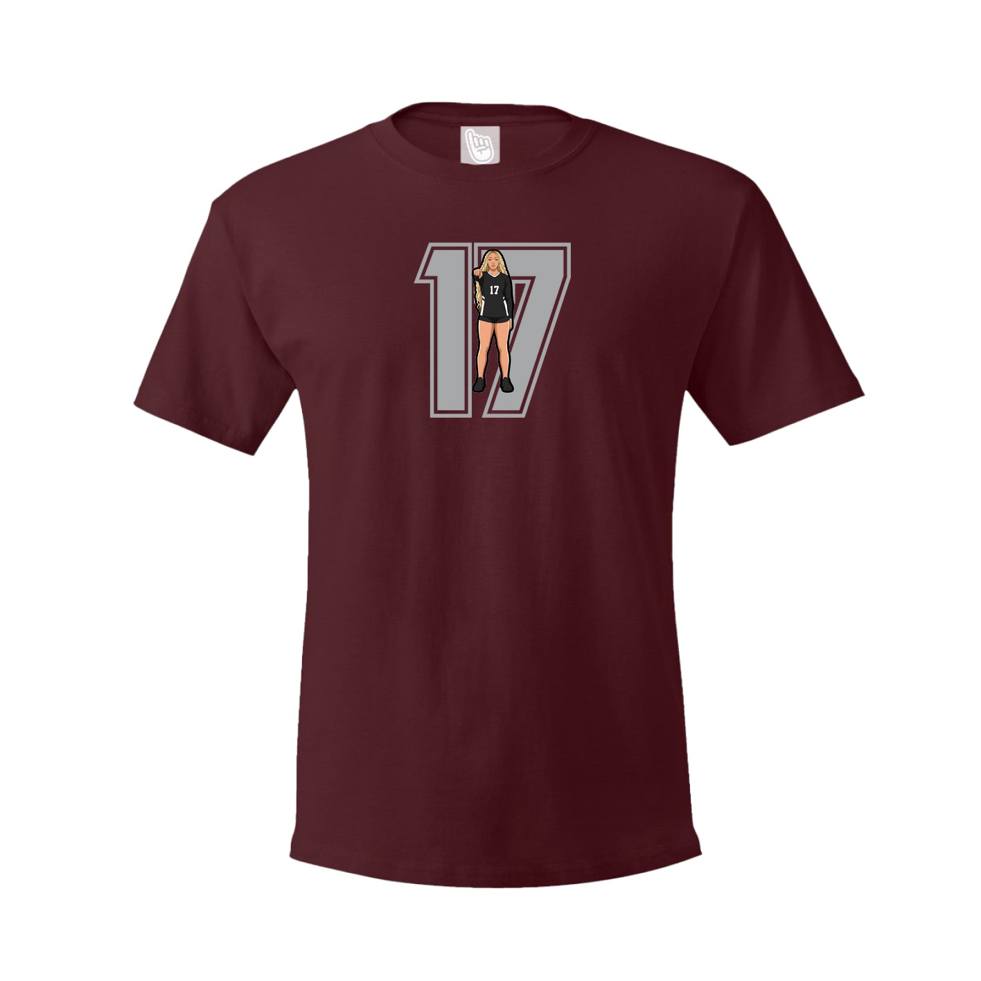 Youth Tee — Number in Maroon
