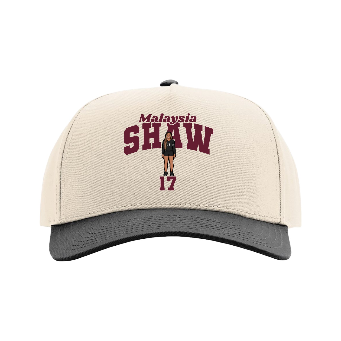Full Fabric Five-Panel Champ Cap — Signature Arch in Cream/Black
