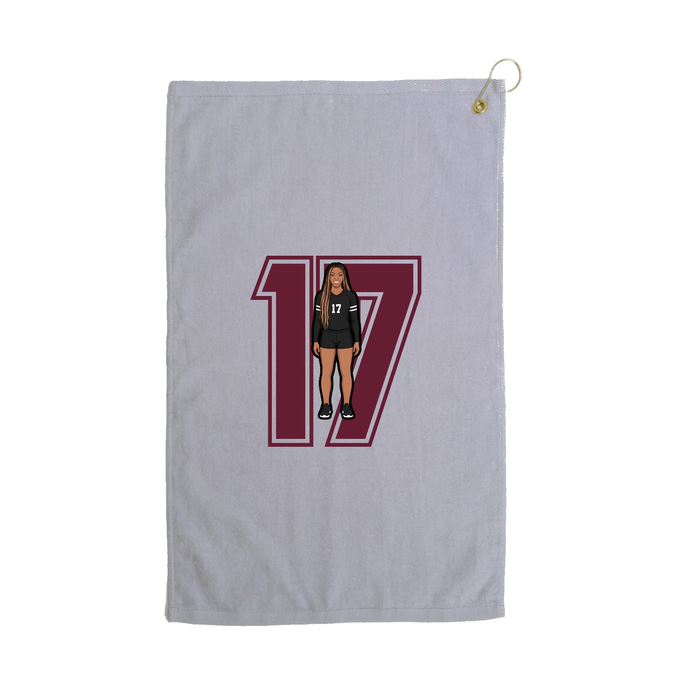 Golf Towel — Number in Grey