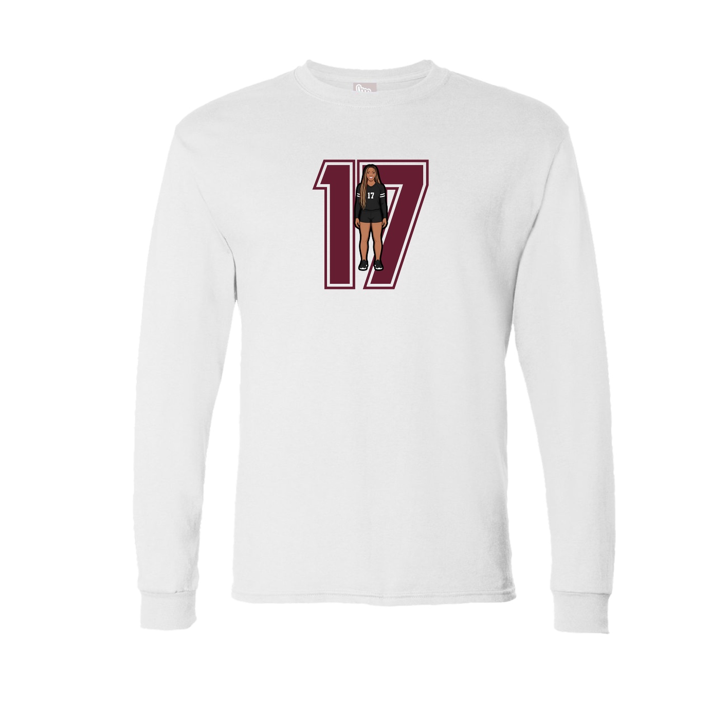 Long Sleeve Tee — Number in White