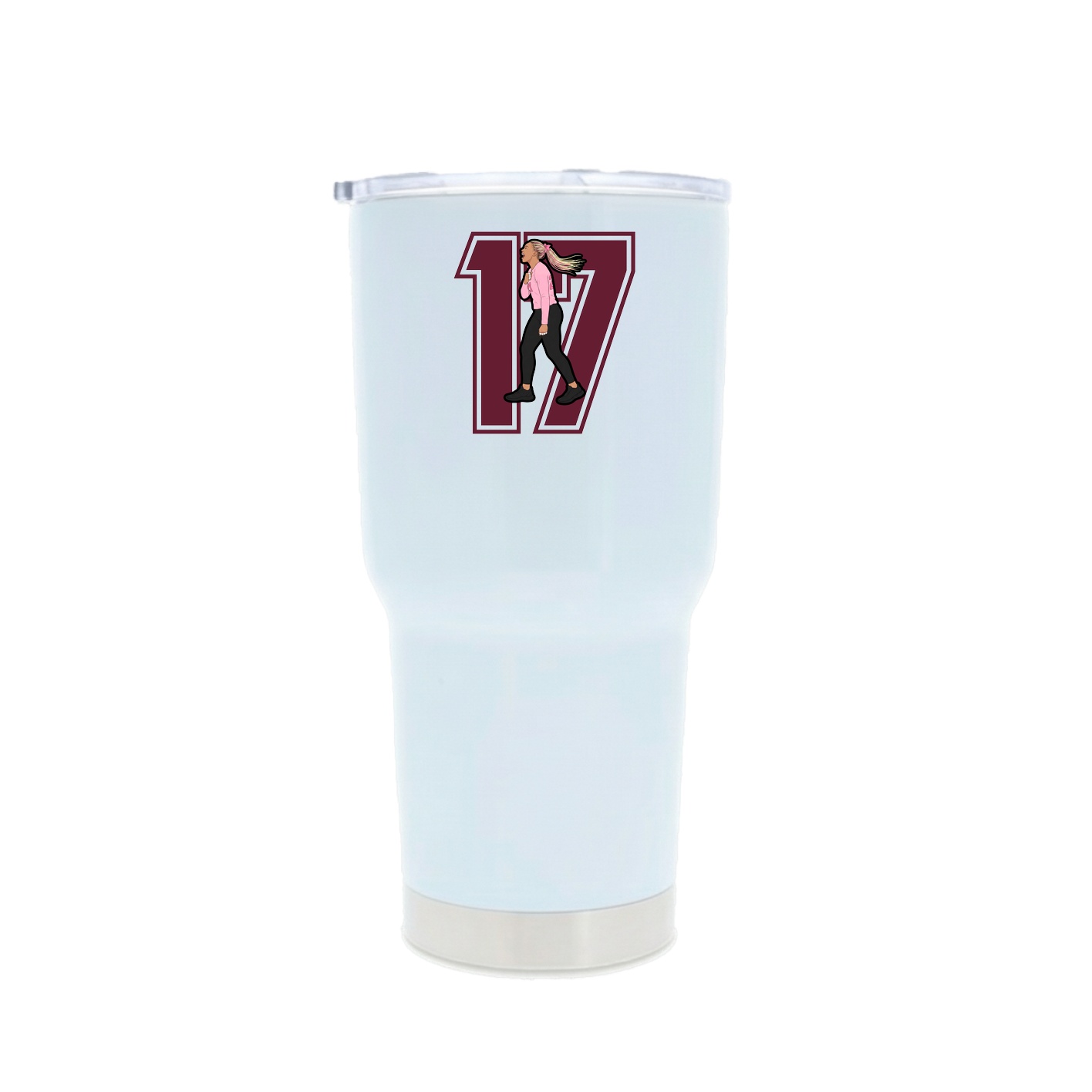 30oz Stainless Steel Tumbler — Number in White