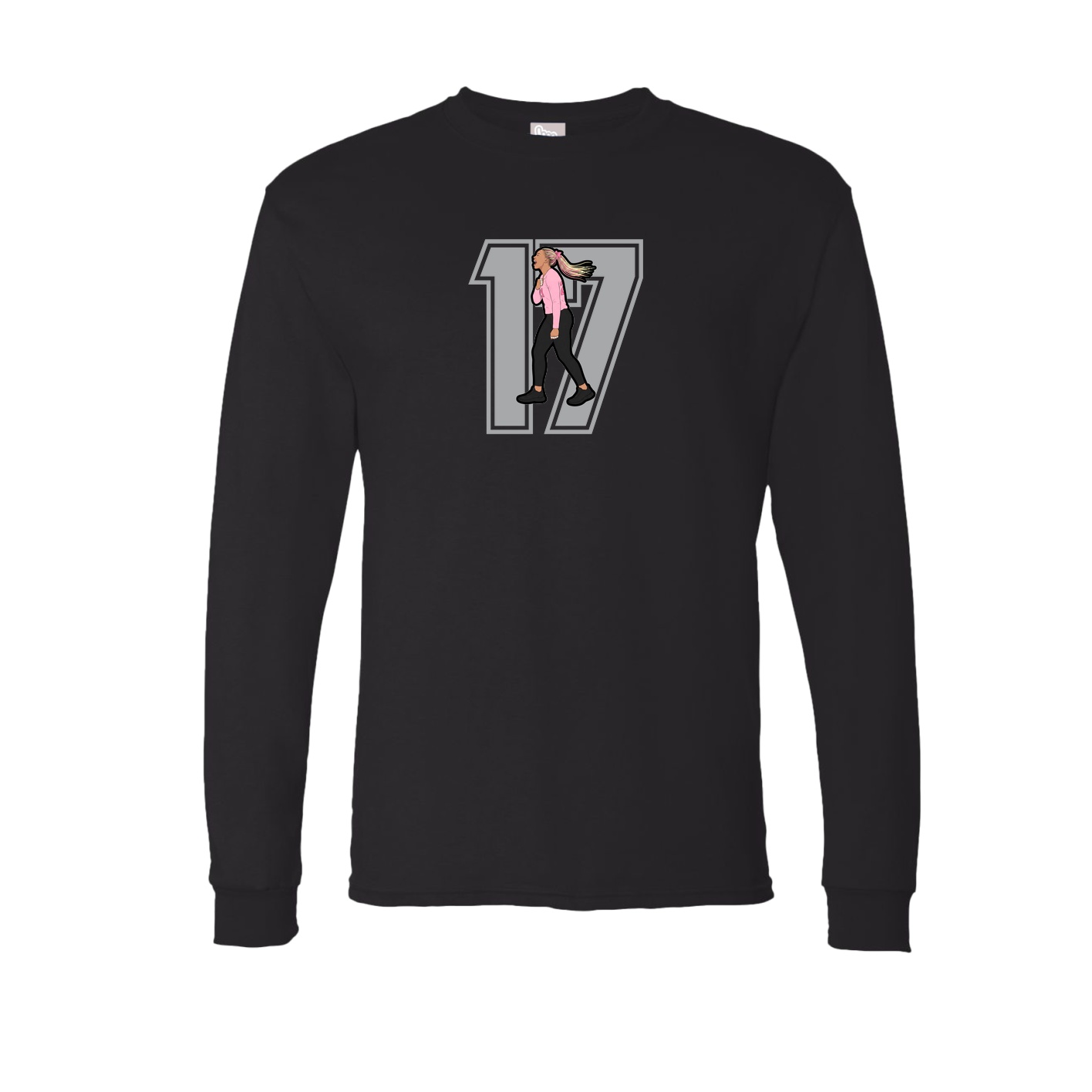Long Sleeve Tee — Number in Black