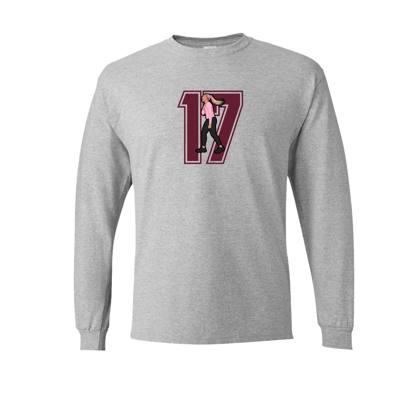 Long Sleeve Tee — Number in Grey