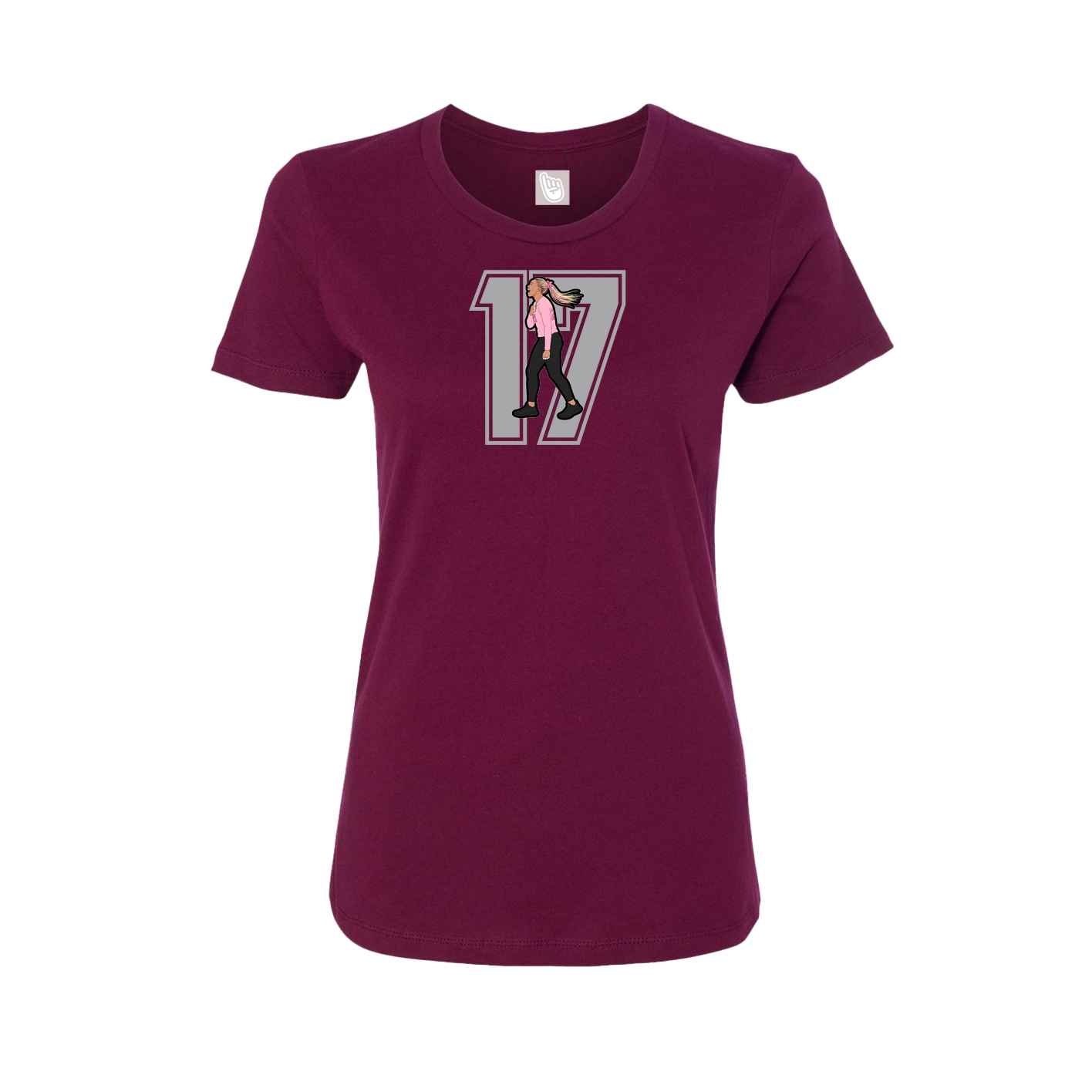 Womens Tee — Number in Maroon