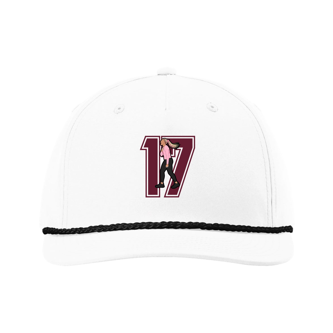 Five-Panel Classic Rope Cap — Number in White