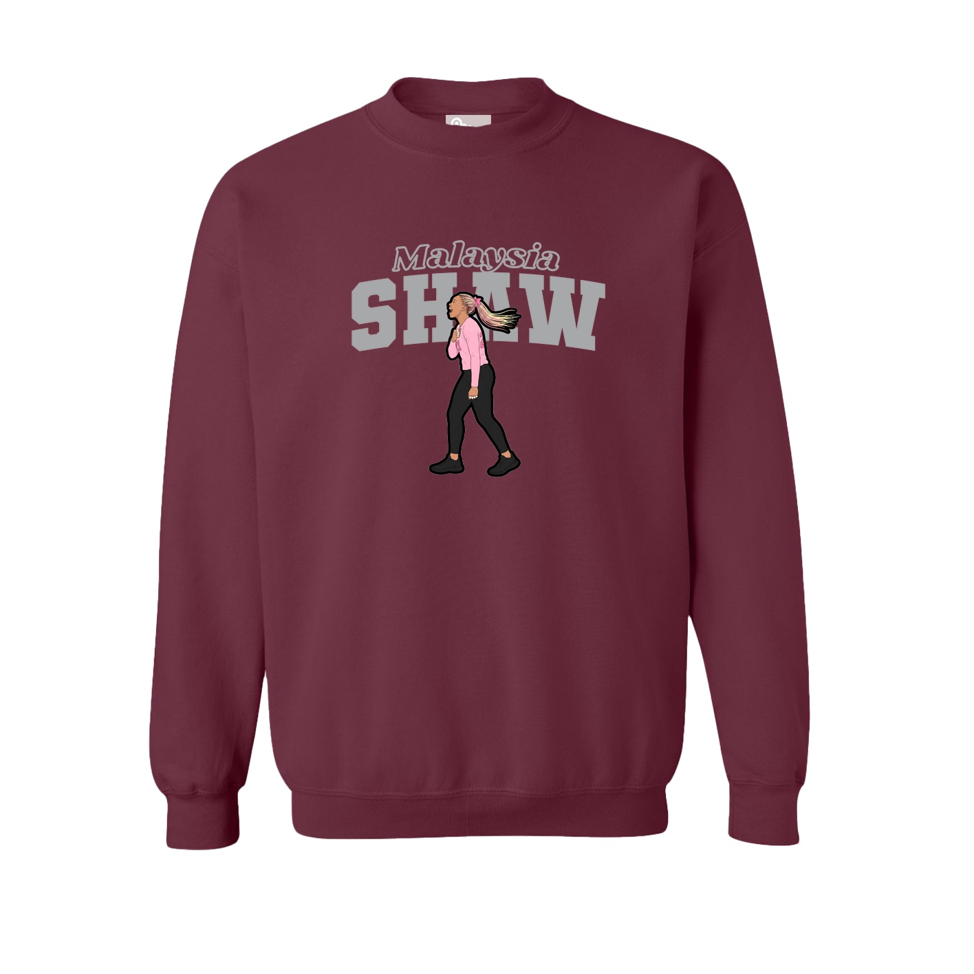 Fleece Crew — Name Arch in Maroon