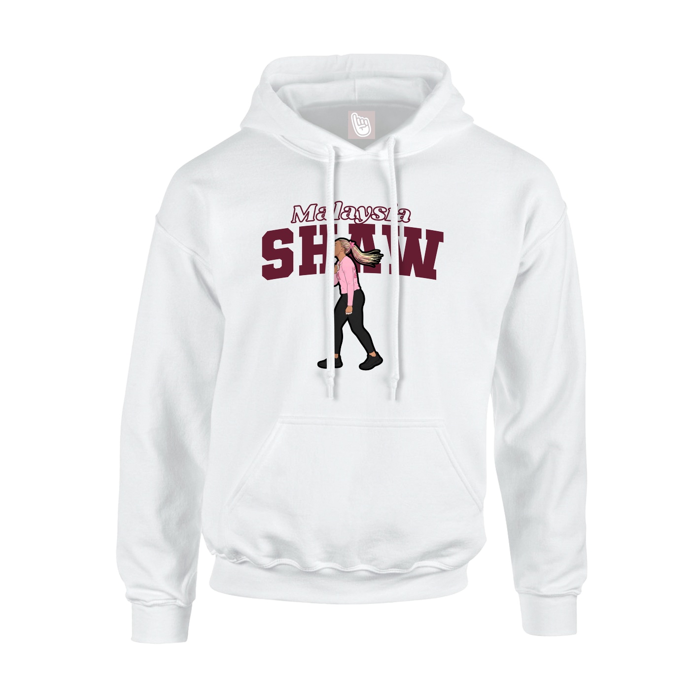 Youth Hoodie — Name Arch in White
