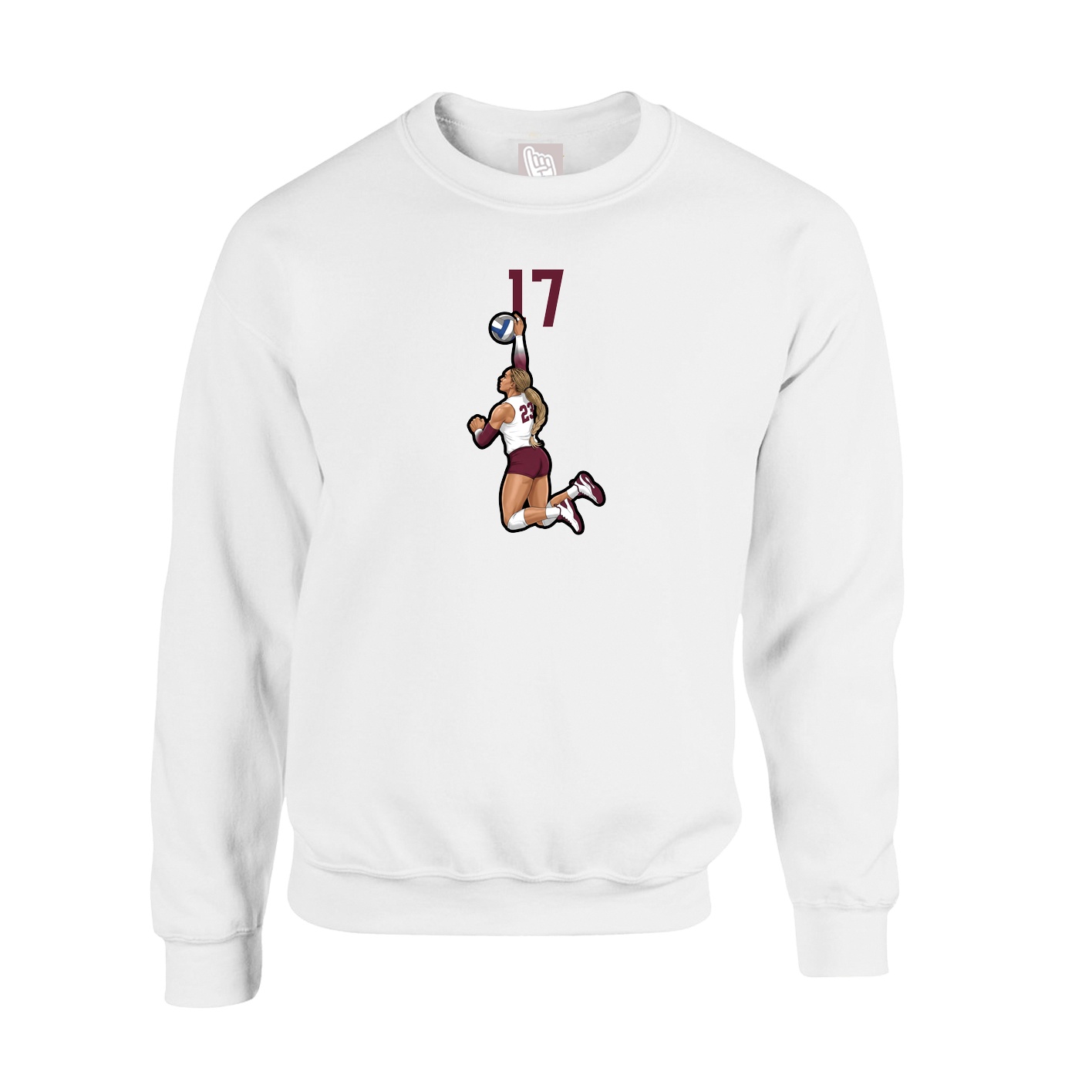 Fleece Crew — Number Top in White