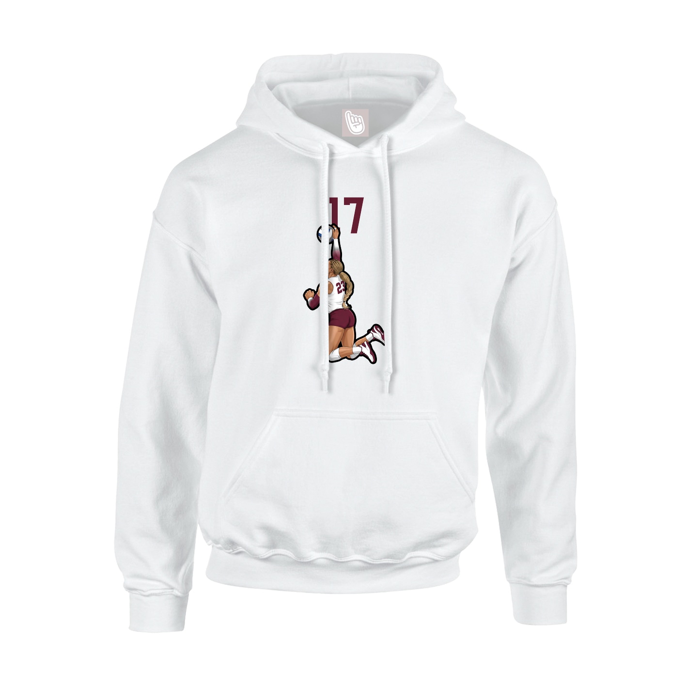Youth Hoodie — Number Top in White