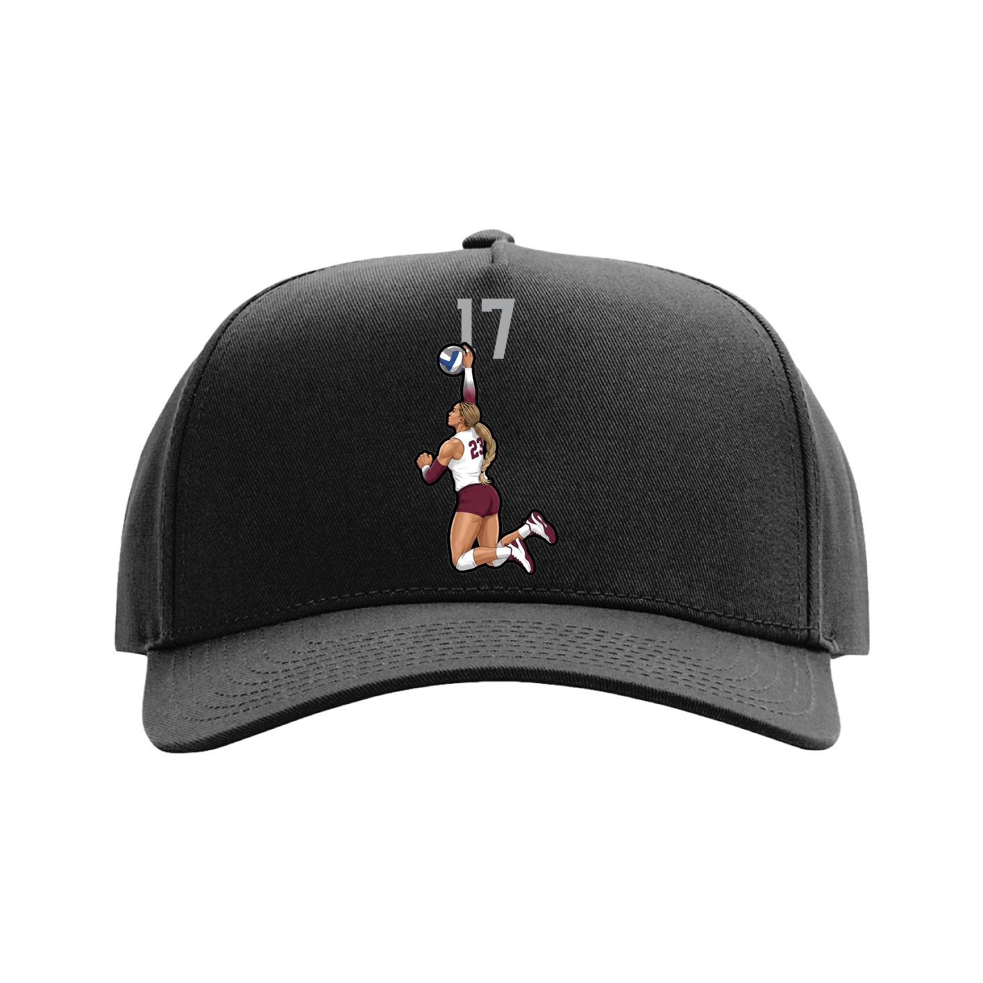Full Fabric Five-Panel Champ Cap — Number Top in Black