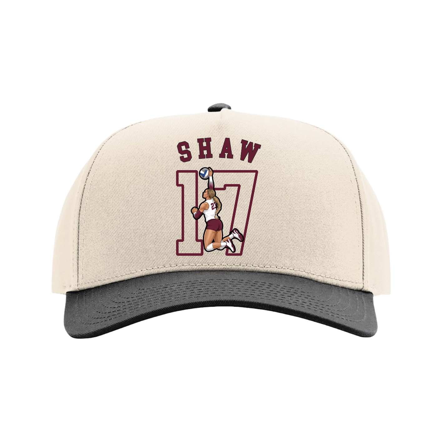 Full Fabric Five-Panel Champ Cap — Shirsey Arch in Cream/Black