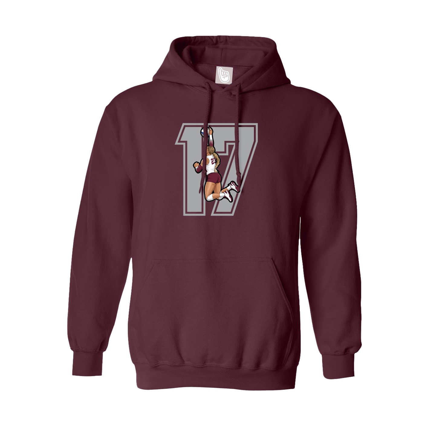 Hoodie — Number in Maroon