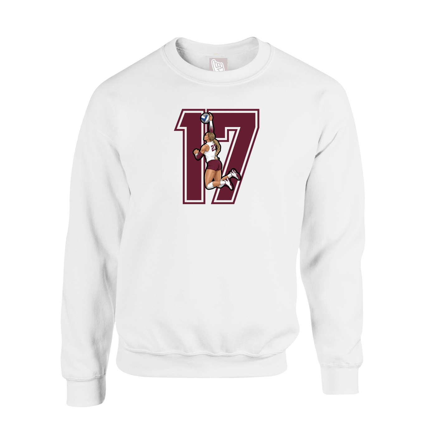Fleece Crew — Number in White