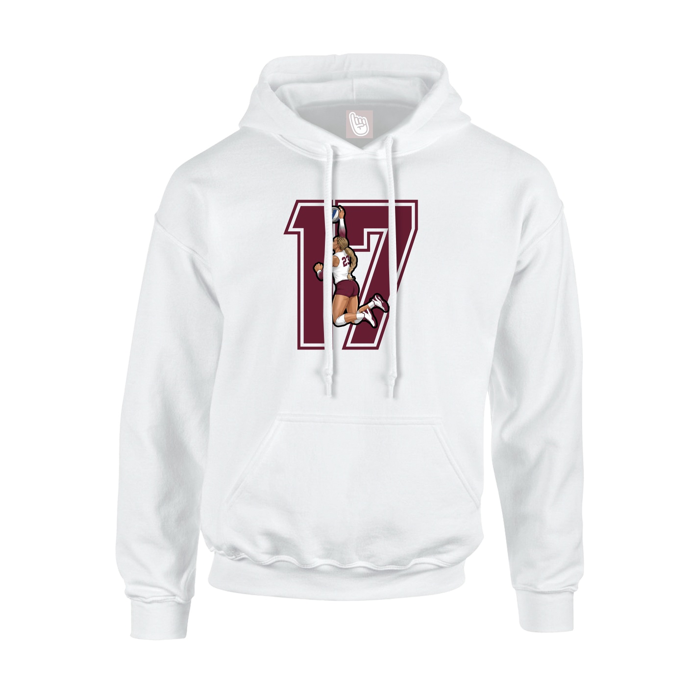 Youth Hoodie — Number in White