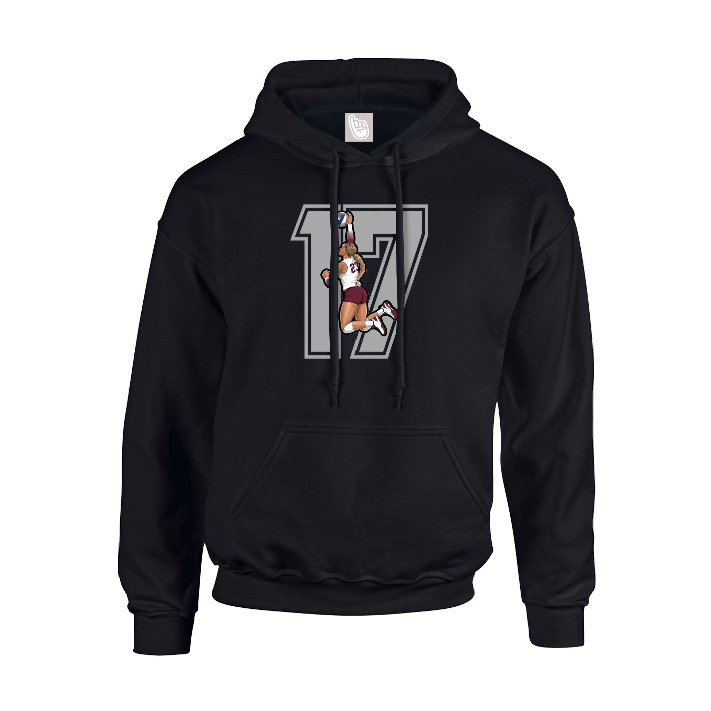 Youth Hoodie — Number in Black