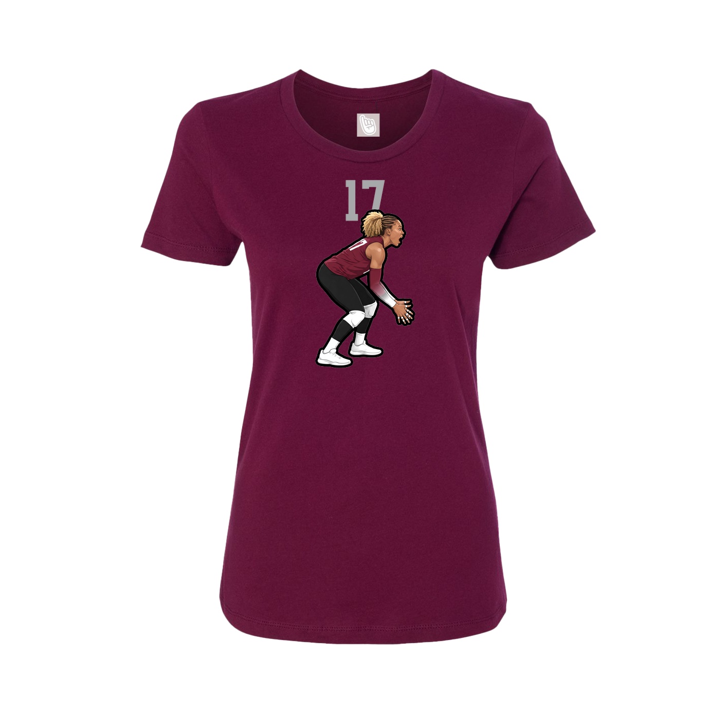 Womens Tee — Number Top in Maroon