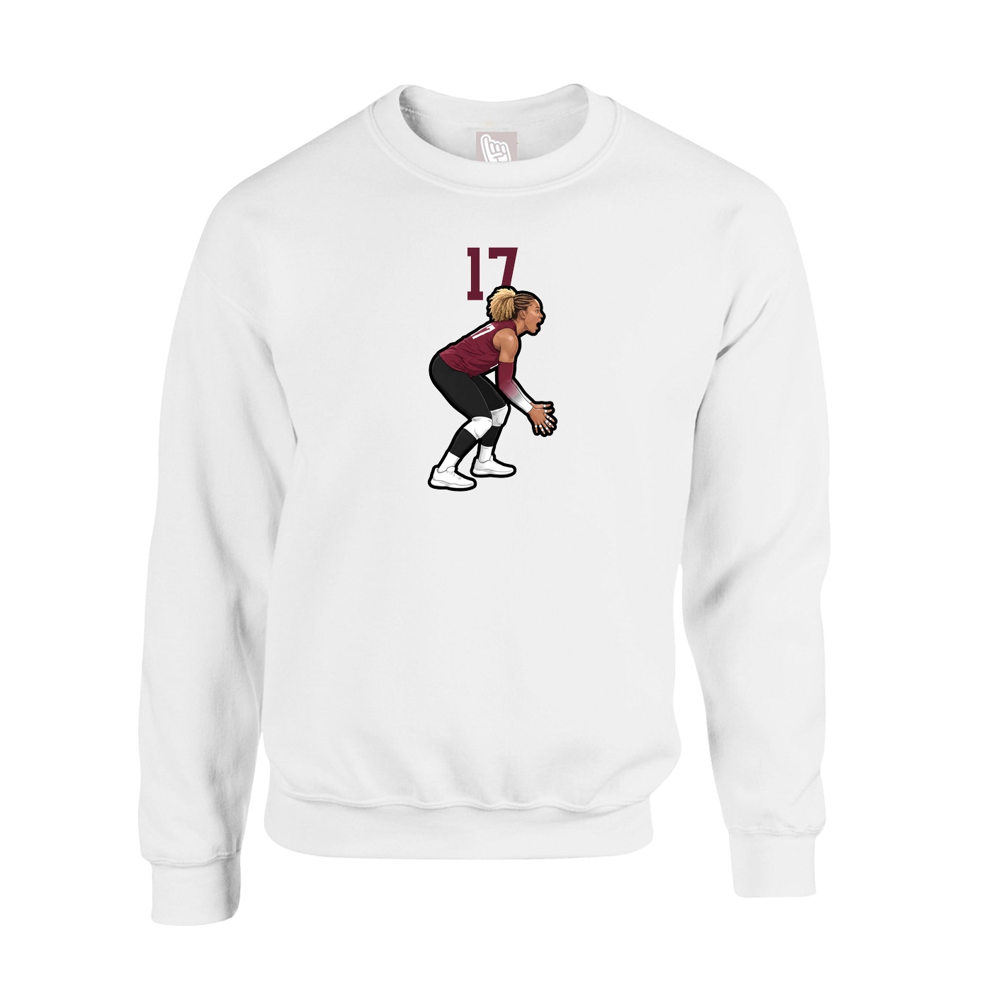 Fleece Crew — Number Top in White