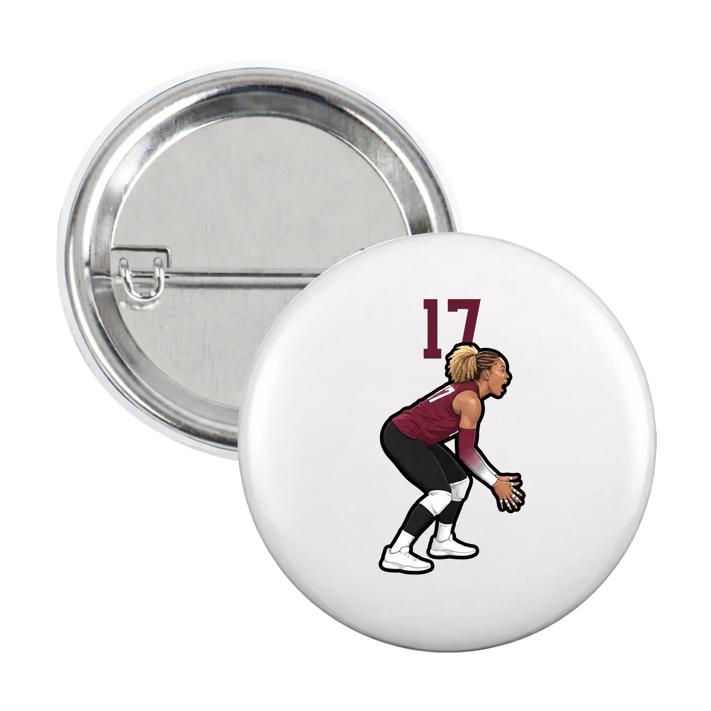 Game Day Button — Number Top in White