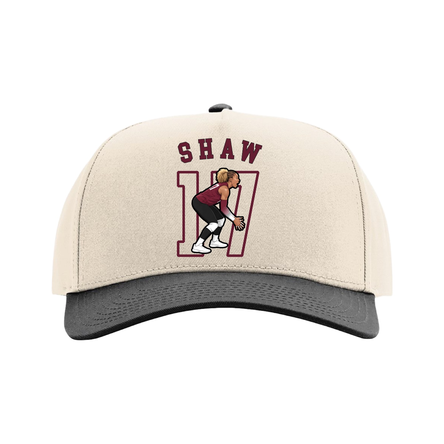 Full Fabric Five-Panel Champ Cap — Shirsey Arch in Cream/Black