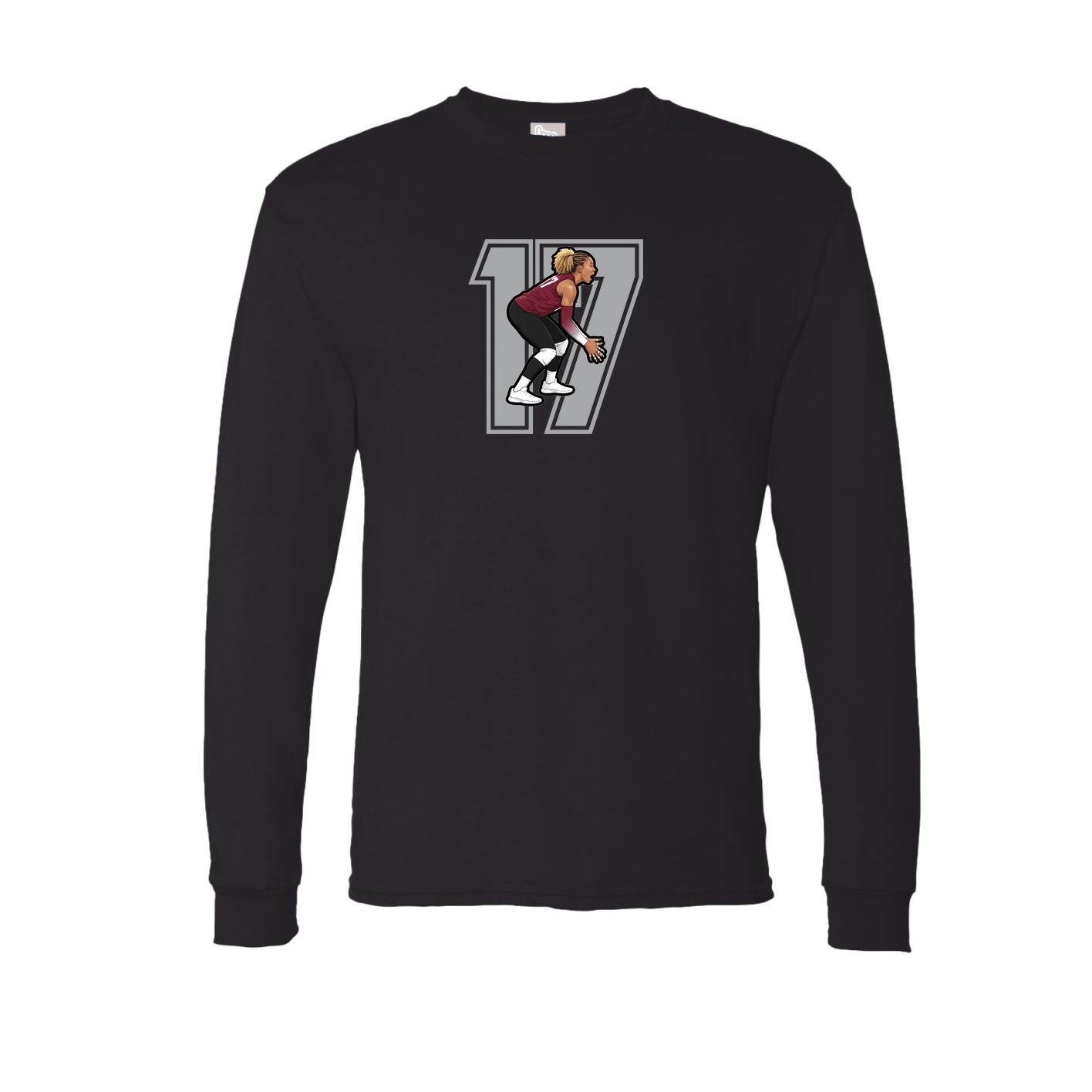 Long Sleeve Tee — Number in Black