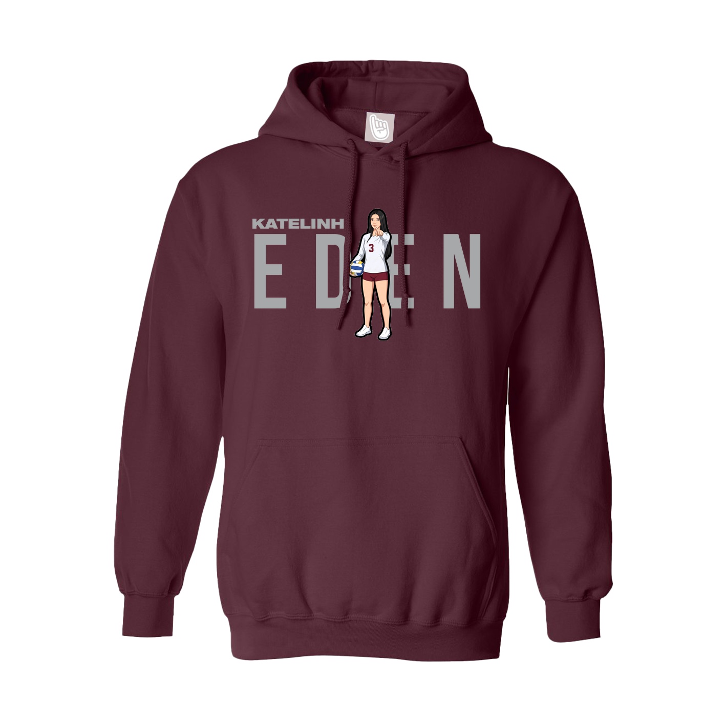 Youth Hoodie — Player Name in Maroon
